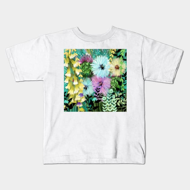 Candy Floral Forest Meadow Kids T-Shirt by Hyssopartz